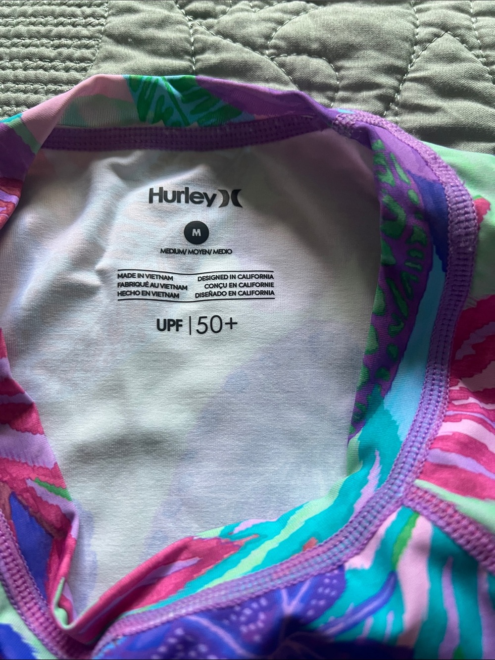 Hurley Floral Rash Guard in Purple, Teal & Pink - Picture 3 of 3
